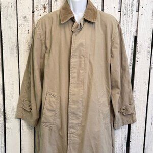 VTG Britches Great Outdoors Duster Jacket Mens Large Trench Khaki Button Cotton